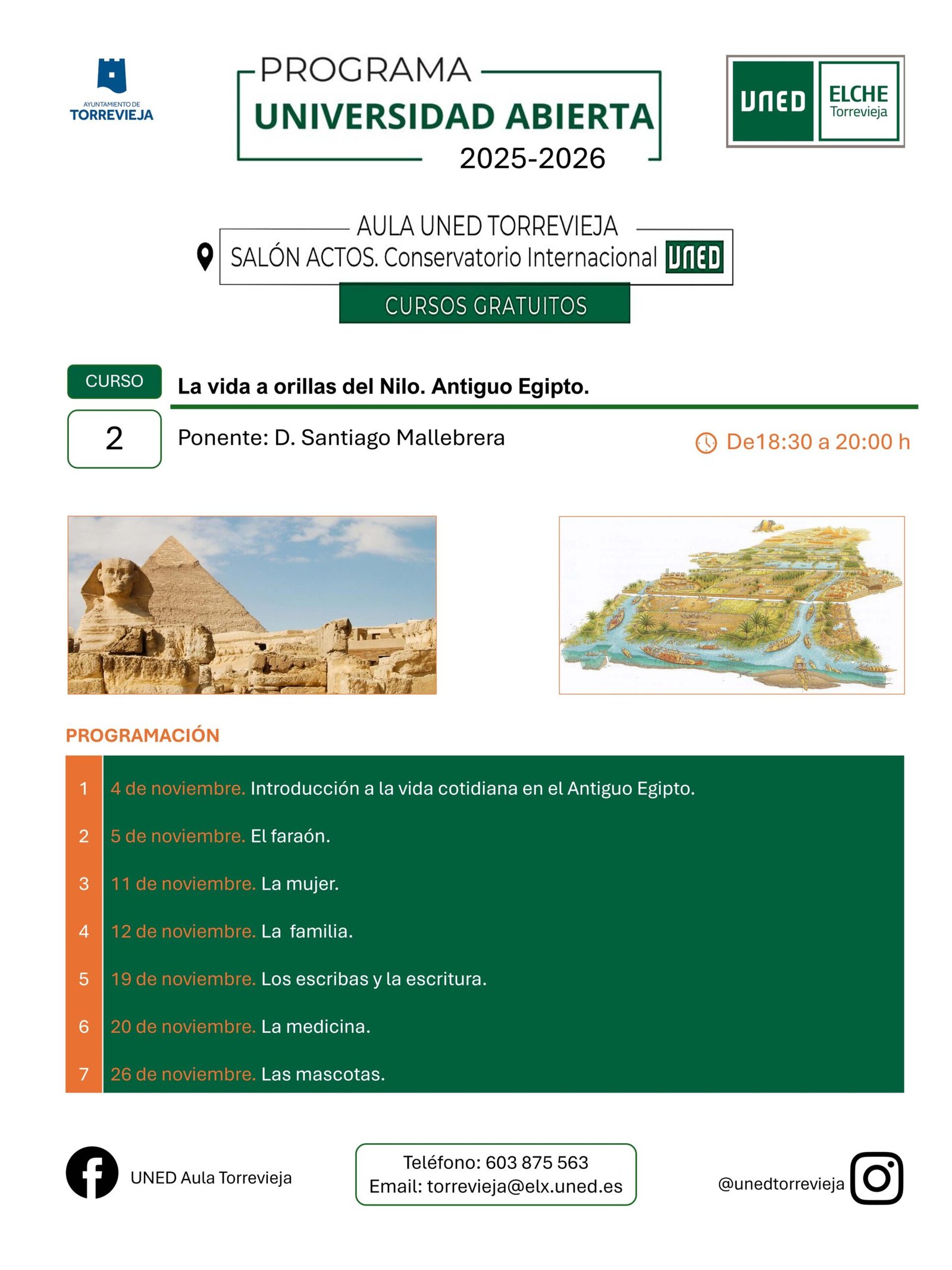 UNED Torrevieja – Life on the Banks of the Nile, Ancient Egypt (November 2025)