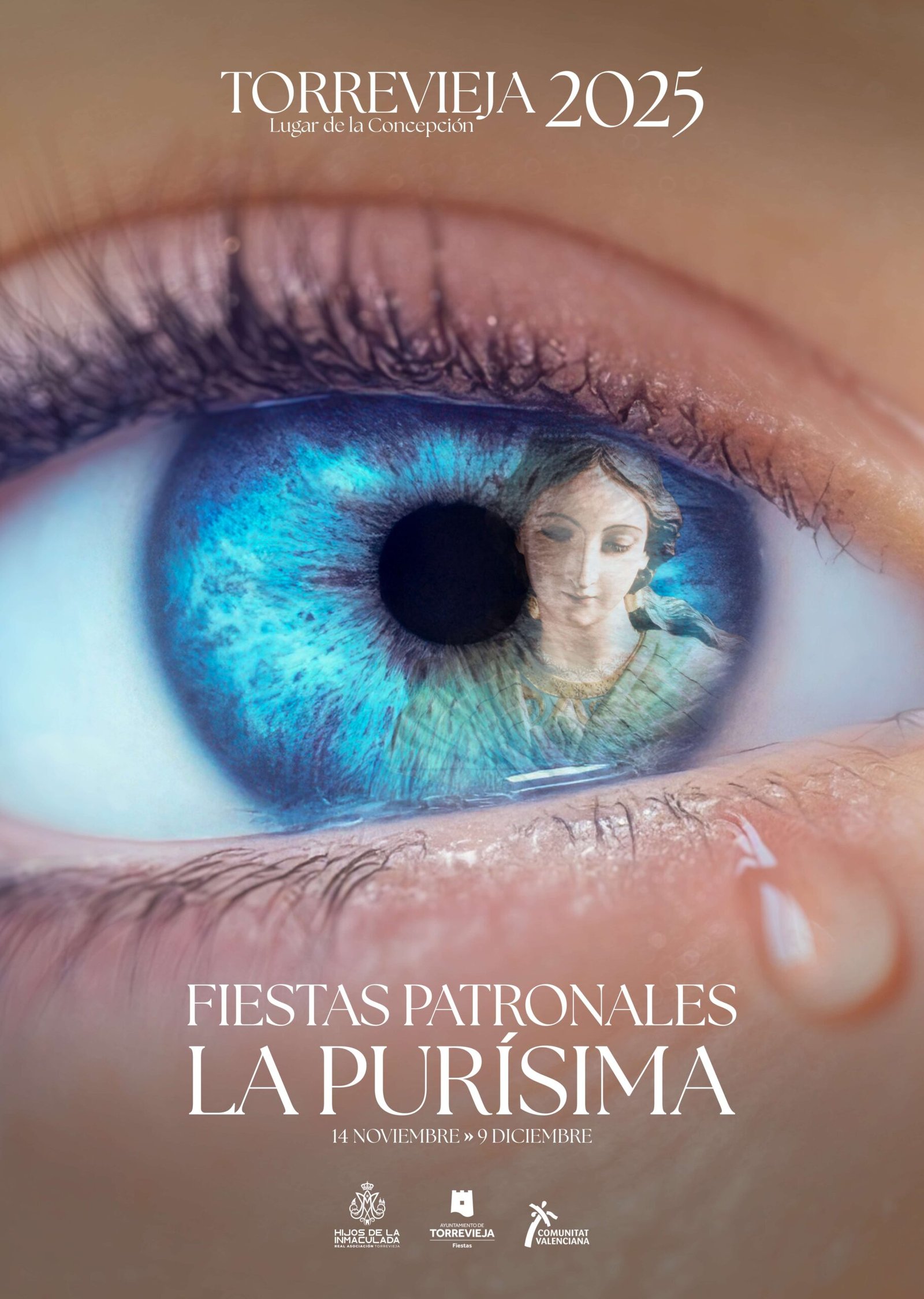 Official poster for Torrevieja Fiestas Patronales 2025 in honor of La Purísima Concepción