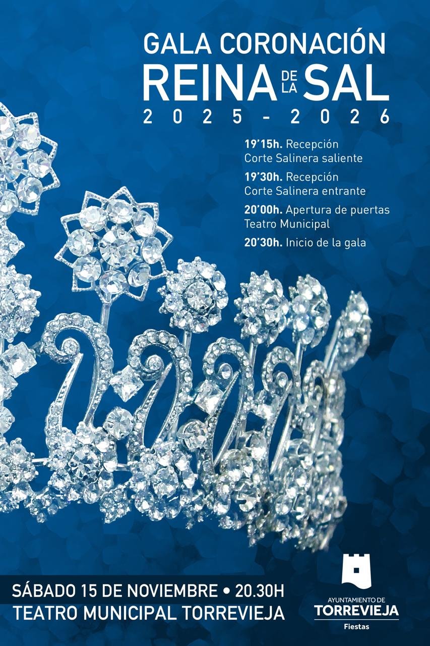 Official poster for the Coronation Gala of the Queen and Ladies of the Salt 2025-2026 in Torrevieja