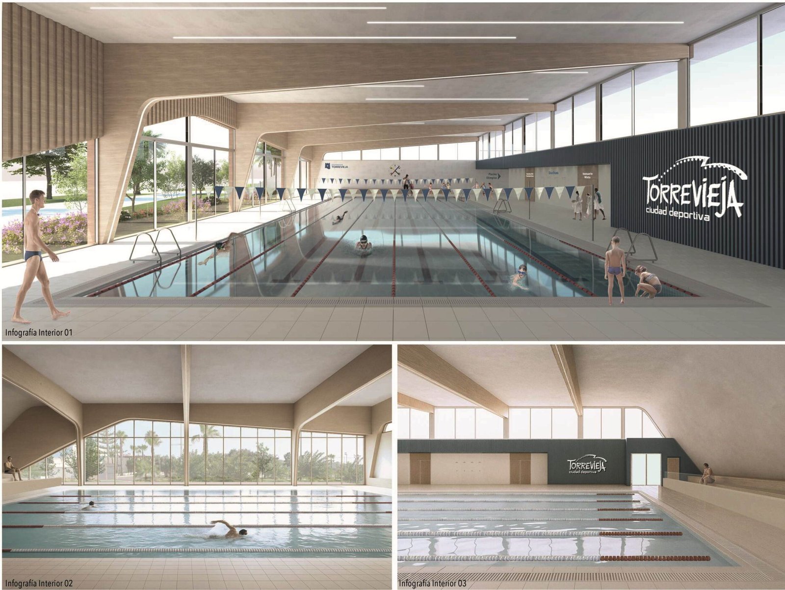 Second artist impression showing entrance and parking area of new Torrevieja indoor pool