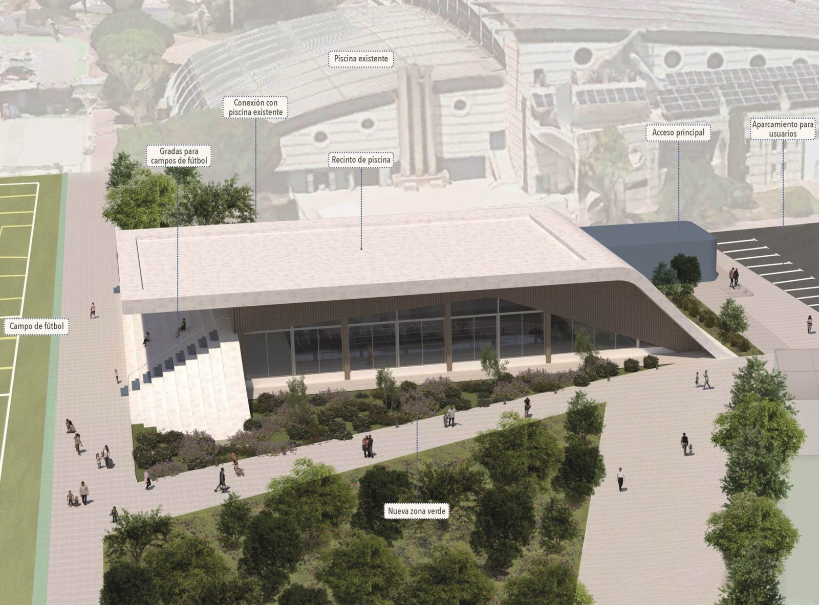 Artist impression of the new heated indoor swimming pool planned for Torrevieja Ciudad Deportiva