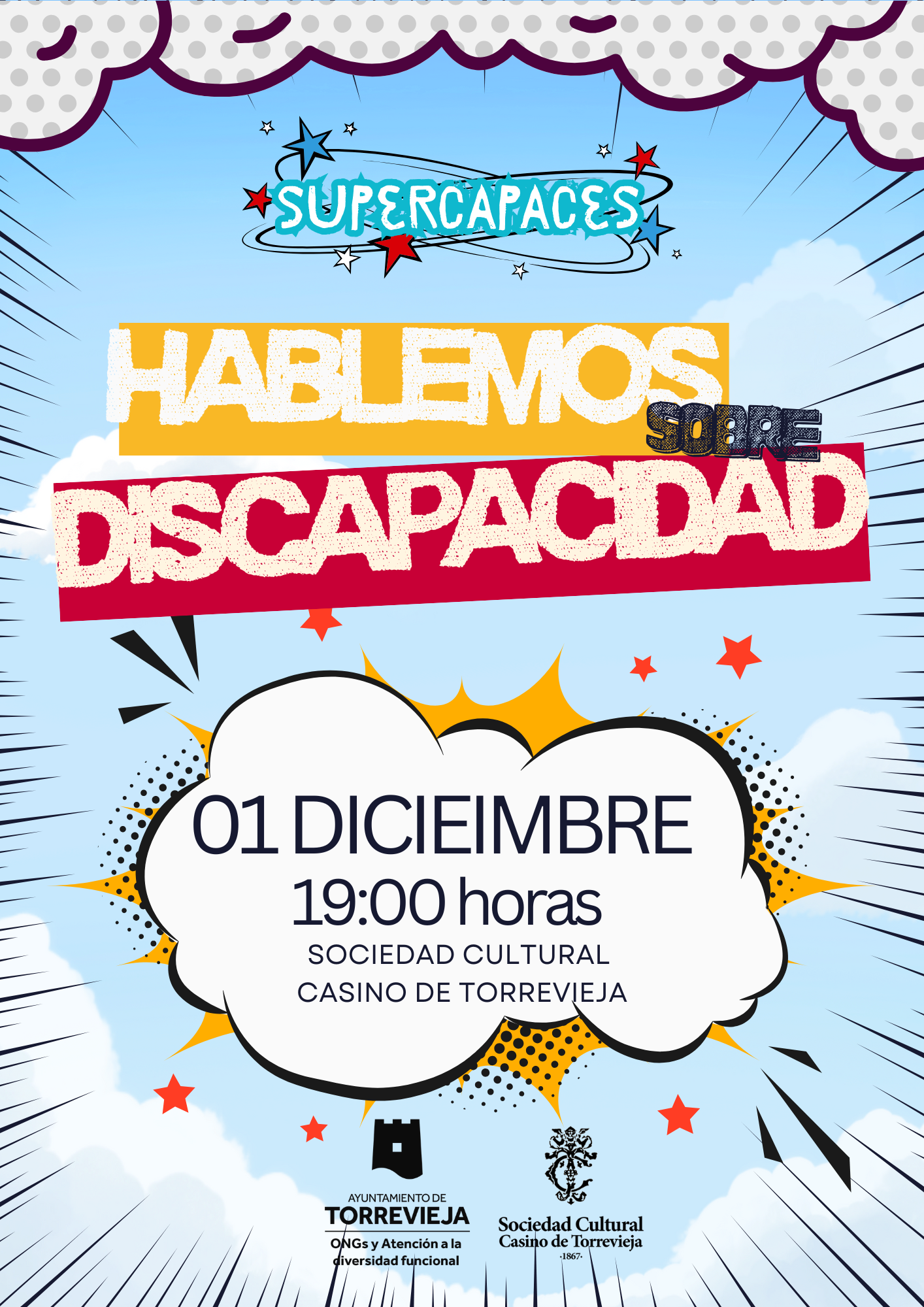 Poster for the conversation event Hablando sobre la discapacidad in Torrevieja