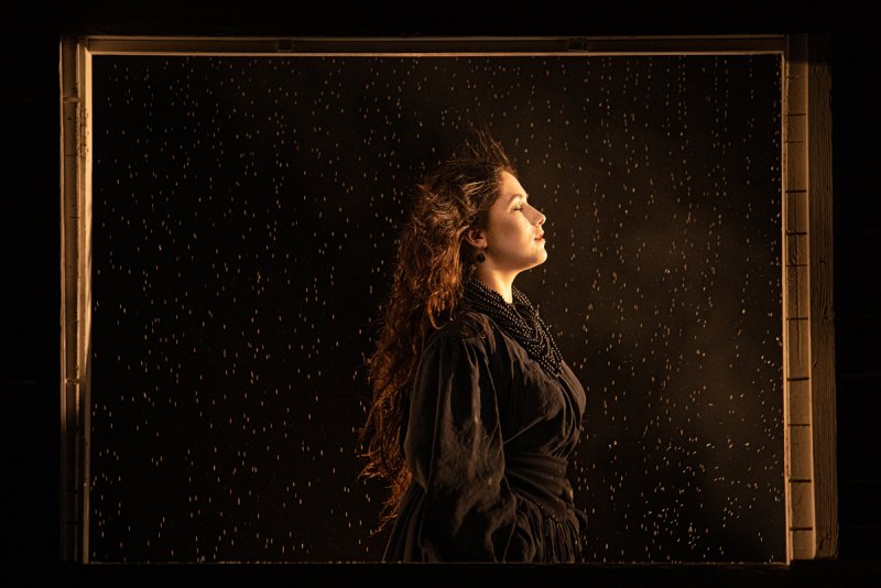 Performers in mystical costumes during The Witch of Konotop stage production