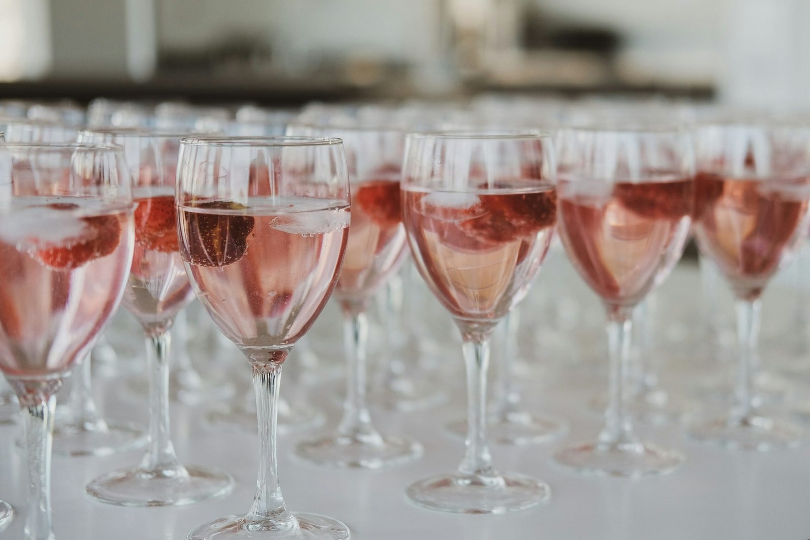 Glasses of rosé wine