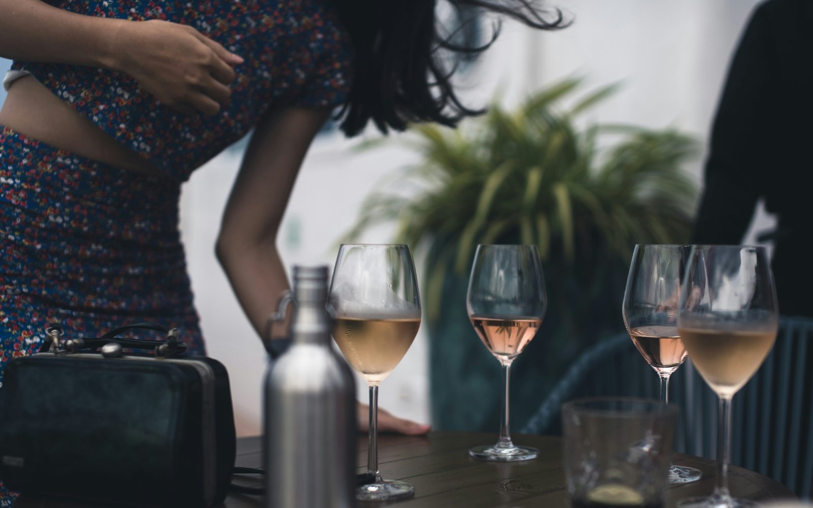 Elegant glasses of rosé wine