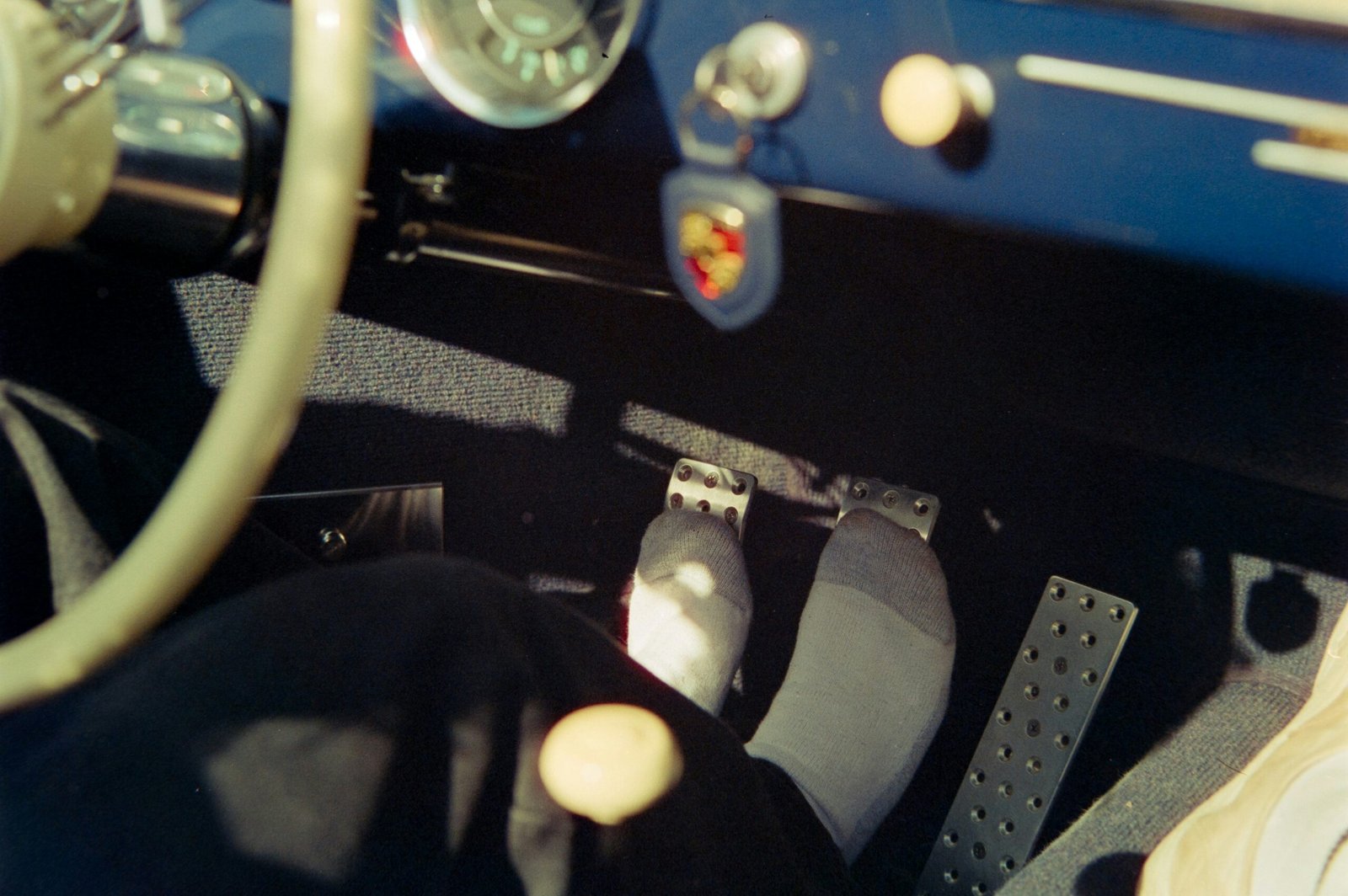 Person driving in summer clothes
